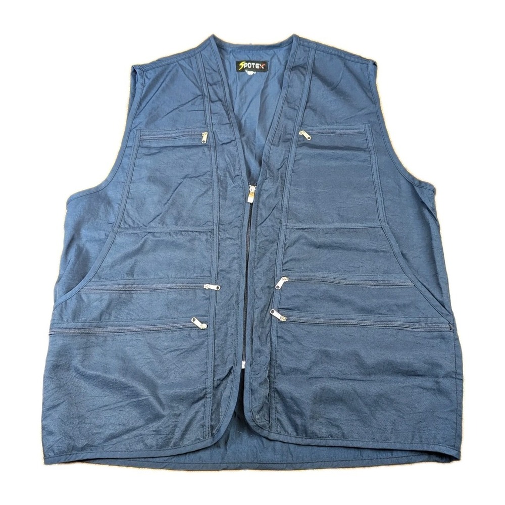 Vintage Spotex Hunting Fishing Sport Vest Size XL Navy Blue Multi Poket